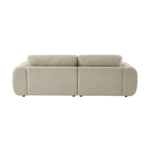 Canapé d'angle gauche 3 places tissu beige. pieds ronds L 231 x P 160 / 88 cm - Zenio
