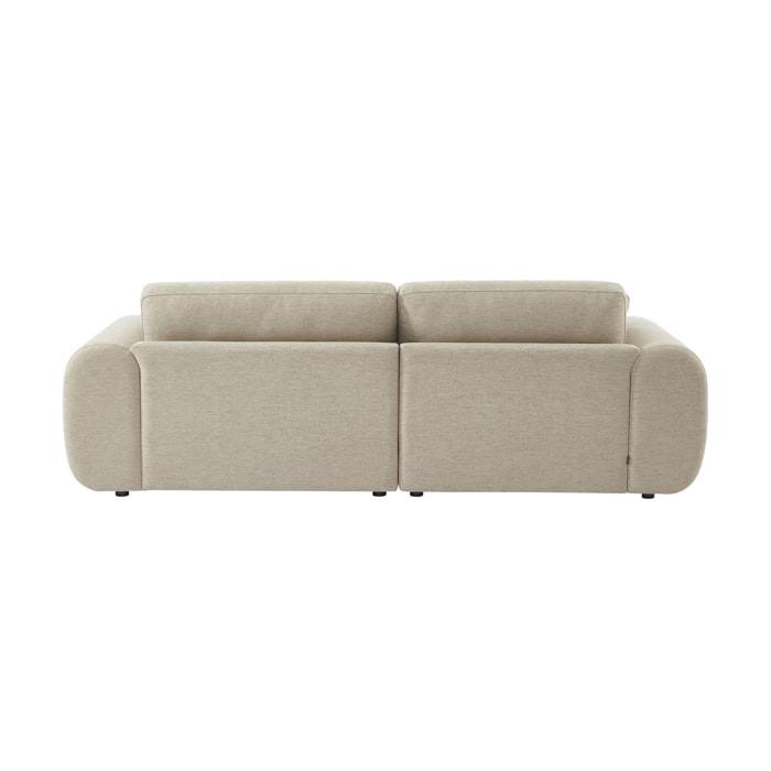 Canapé d'angle gauche 3 places tissu beige. pieds ronds L 231 x P 160 / 88 cm - Zenio