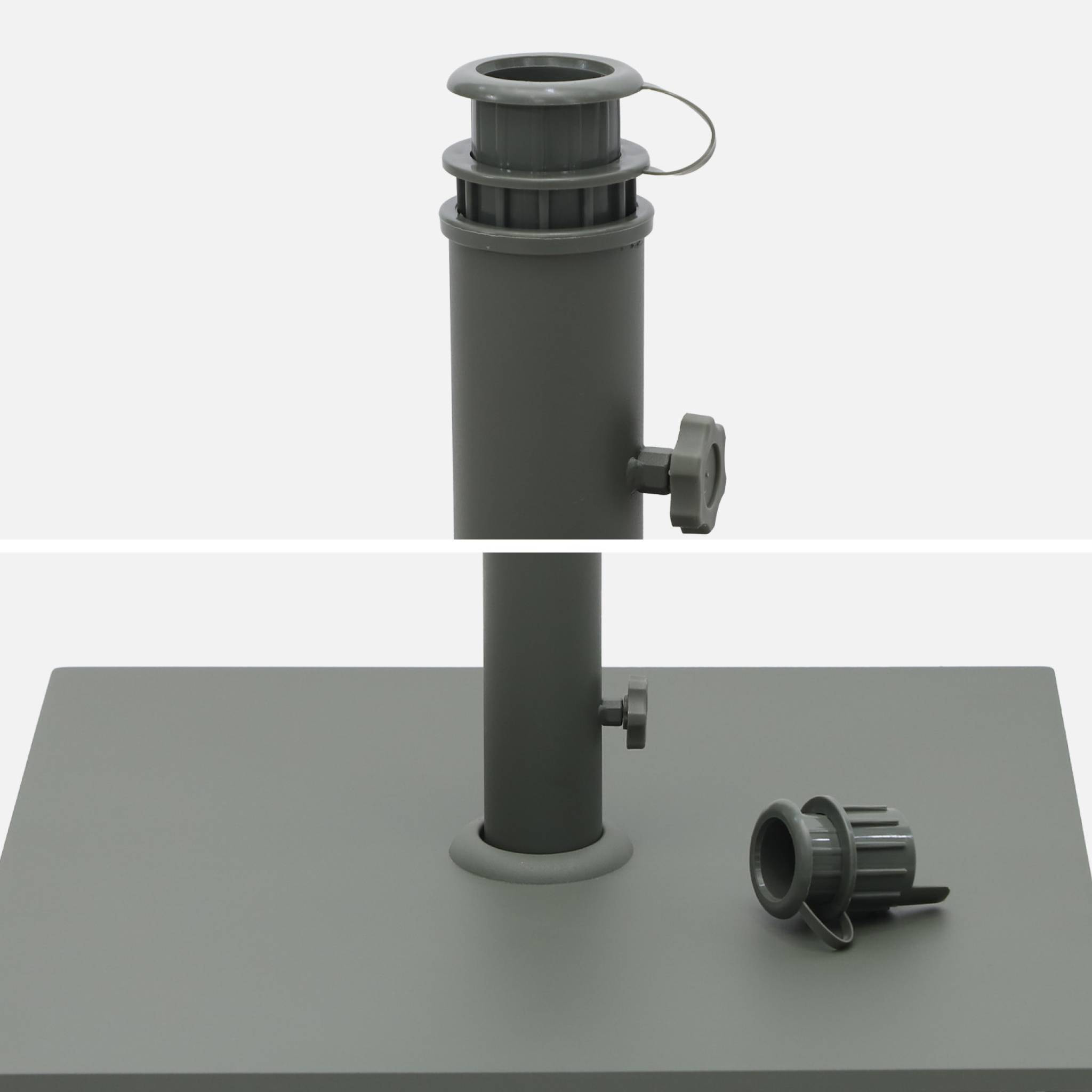 Pied carré en acier kaki pour parasol à mât central - Terra