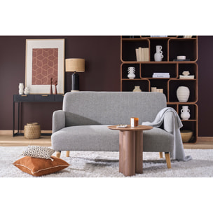 Canapé scandinave 2 places en tissu bleu canard et bois clair ISKO