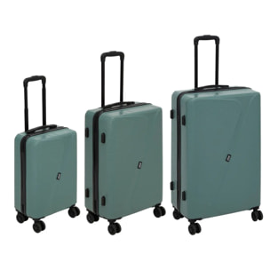 Set de 3 valises ABS 8 roues vert