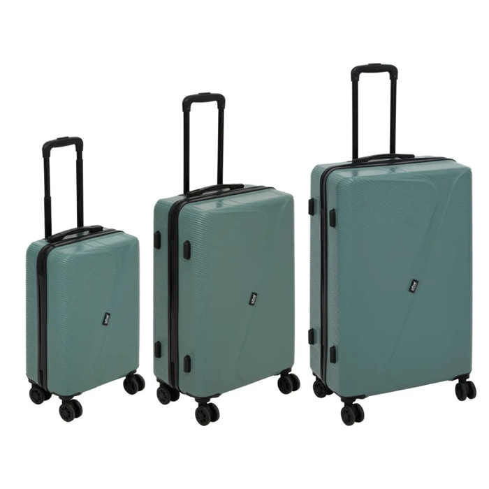 Set de 3 valises ABS 8 roues vert