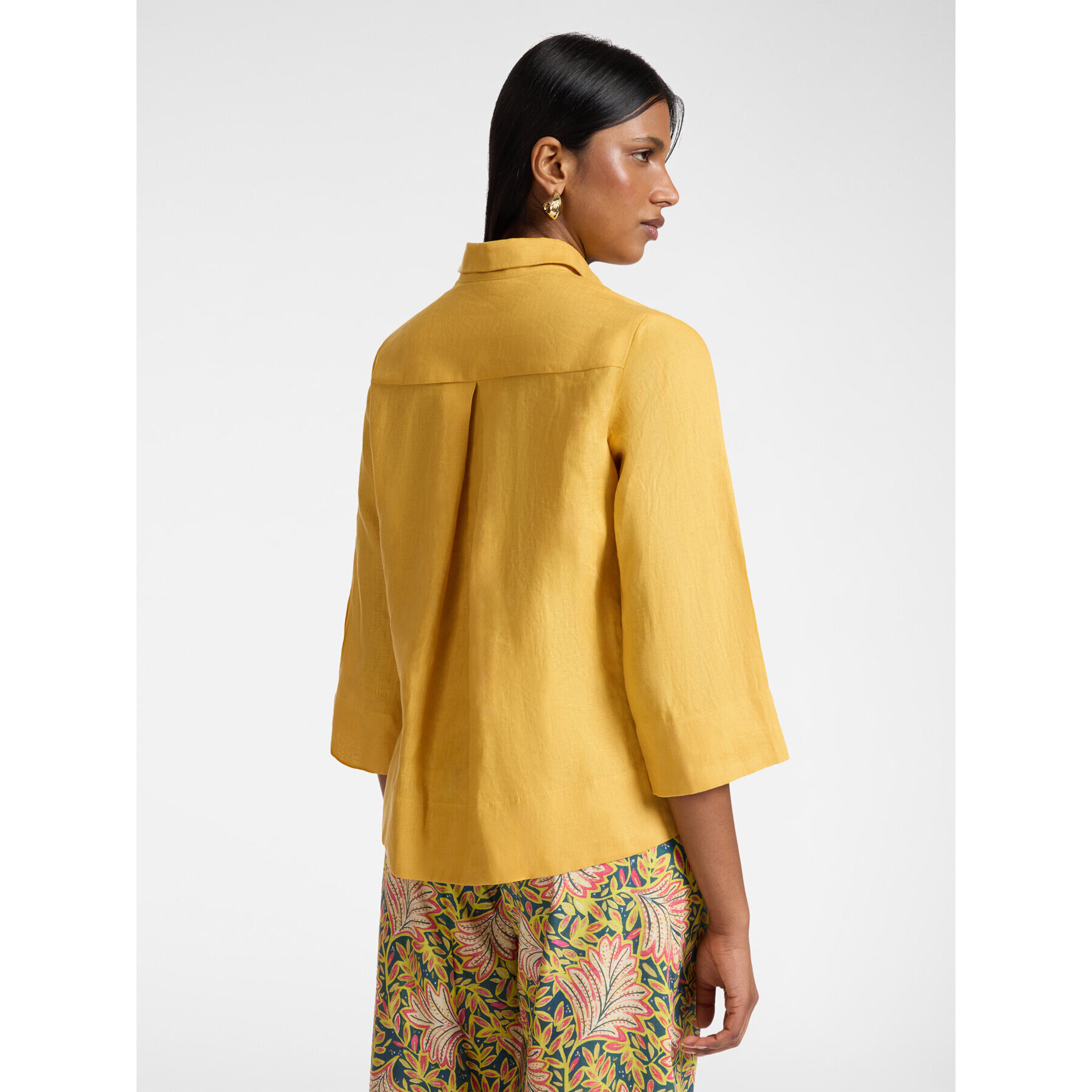Elena Mirò - Camisa boxy de lino - Amarillo