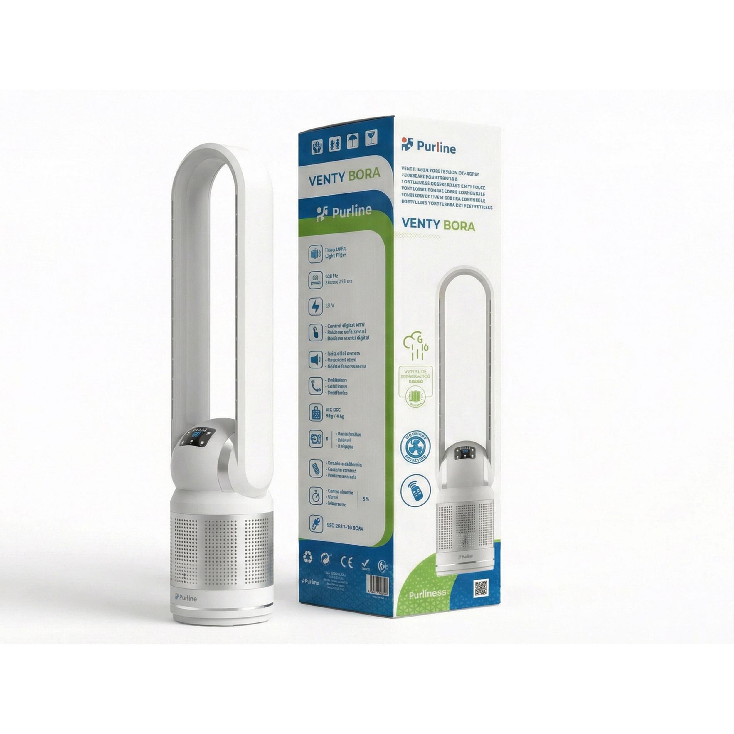 Ventilador Purificador sin Aspas con oscilación y 8 velocidades VENTY BORA PURLINE