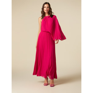 Oltre - Vestido largo con capa desmontable - Fuchsia