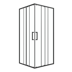 porte de douche carrée coulissante - verre sérigraphié noir 90x90