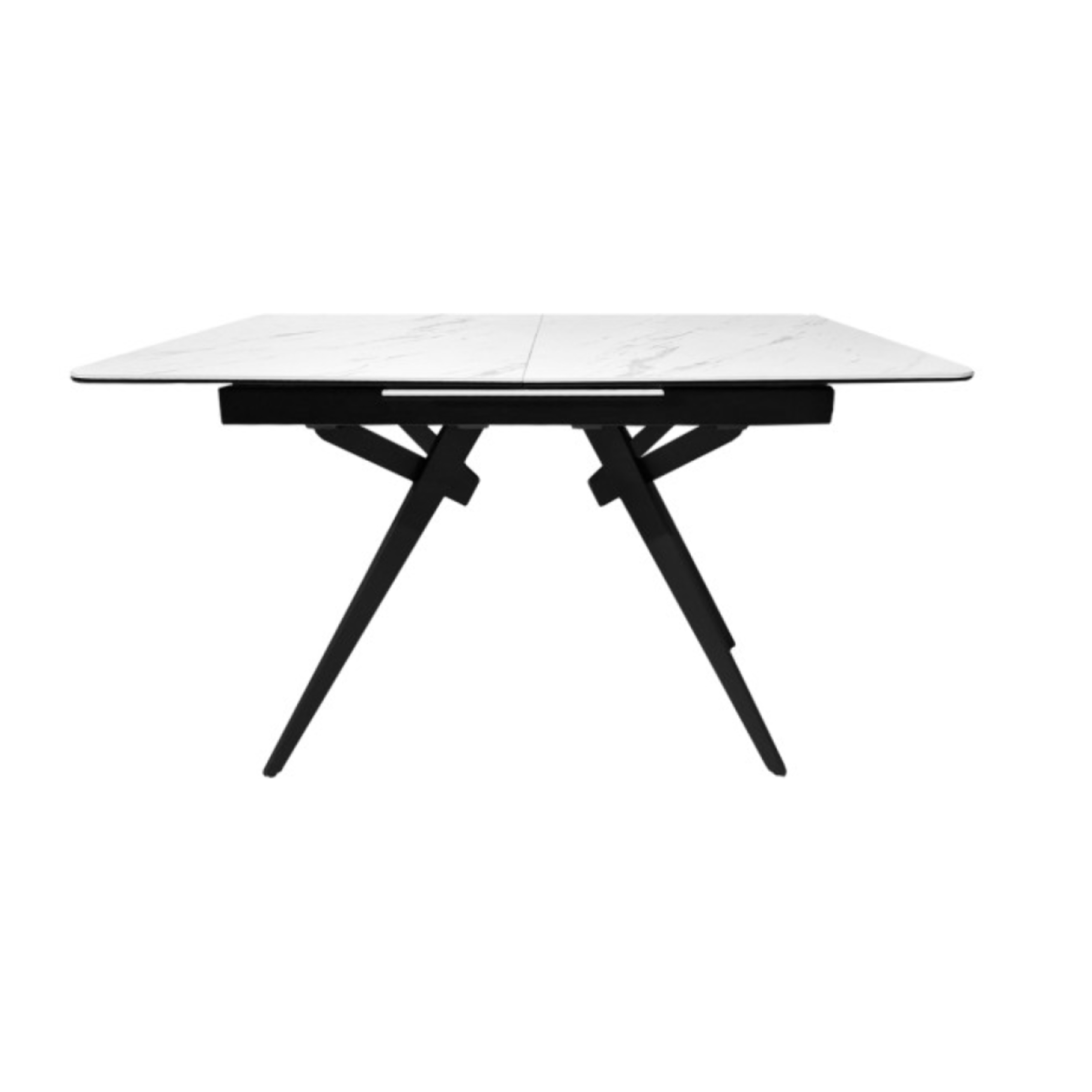 Table extensible céramique blanc et métal noir 130/170 cm - LUIGI