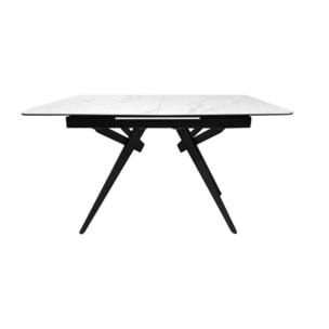 Table extensible céramique blanc et métal noir 130/170 cm - LUIGI