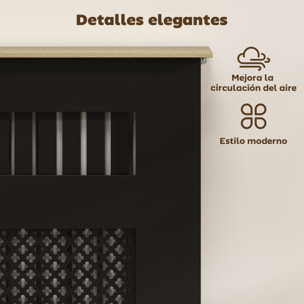 Cubre Radiadores, Cubreradiador de MDF, 78x19x81 cm, Cubierta para Radiador, Diseño Moderno de Listones y Nido de Abeja, para Salón, Dormitorio, Negro