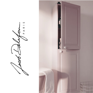 Pack meuble vasque 3 trous Cléo 1889 rose velours + colonne droite + mélangeur poignés or