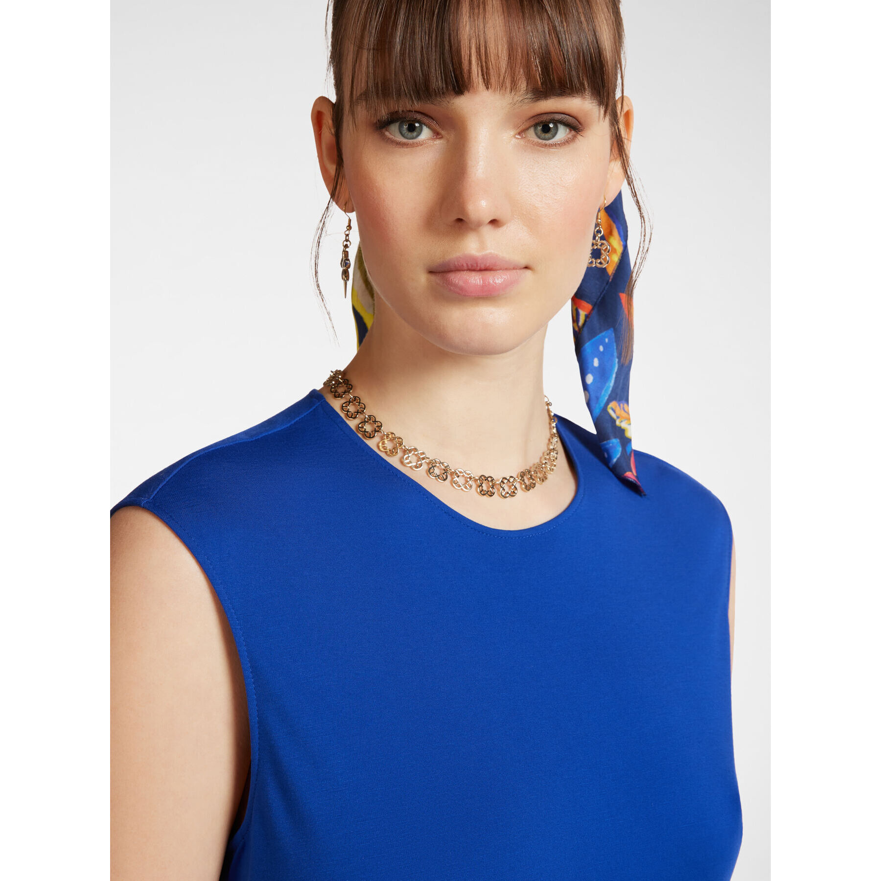 Elena Mirò - Vestido longuette en tejido de punto - Azul aciano