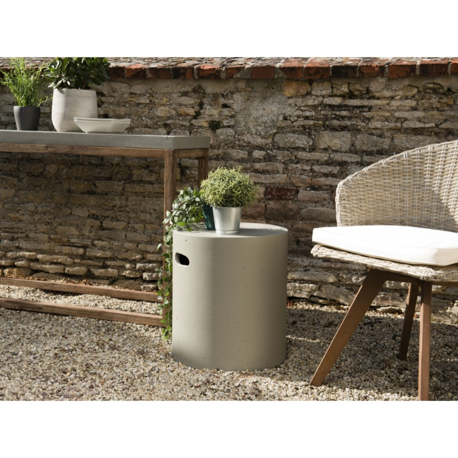 HECTOR - Table d'appoint de jardin ronde 40x40 cm béton