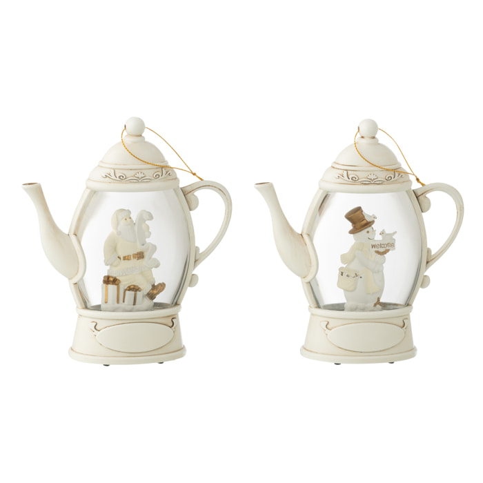 J-Line suspension Boule À Neige Théière - plastique - blanc - 2 pcs