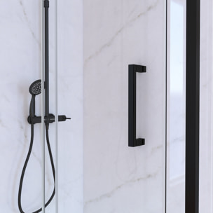 Porte de Douche Coulissante "Industriel" 120x200 + Receveur Blanc + Colonne de Douche Mécanique