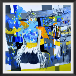 Affiche collage nu cubique Affiche + cadre en bois - Noir