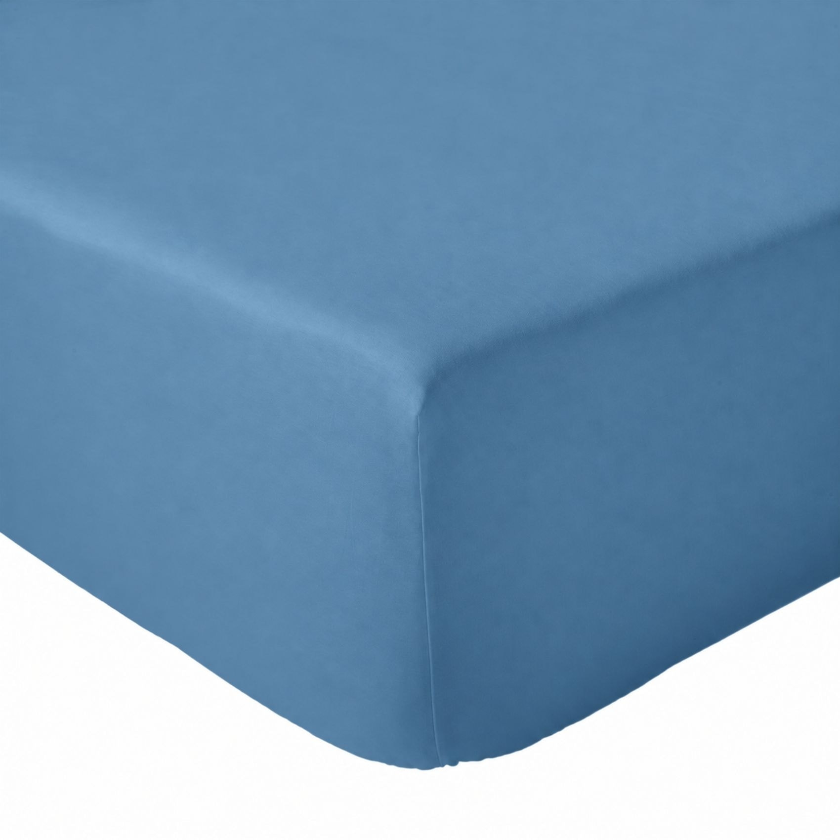 Drap-housse percale de coton uni bonnet 40 cm - Ardoise