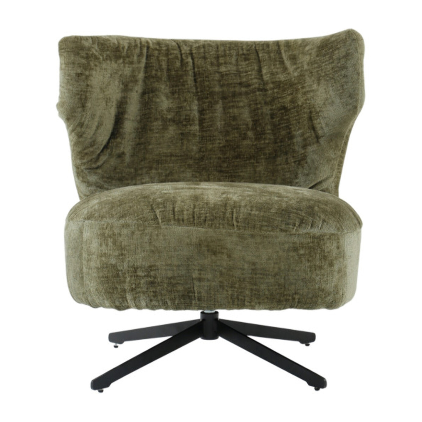 Fauteuil rotatif 360° tissu doux avec pieds en métal noir - EUGENE