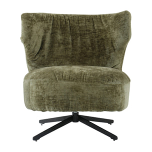 Fauteuil rotatif 360° tissu doux avec pieds en métal noir - EUGENE