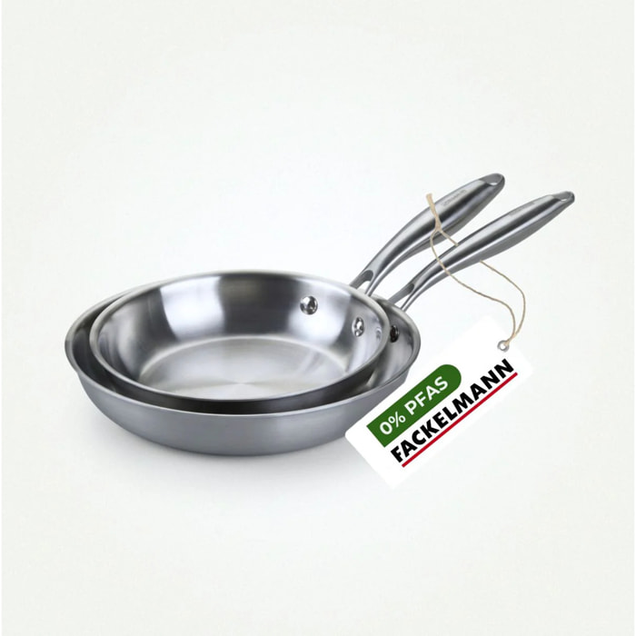 2 poêles 24 cm et 28 cm inox 18/10 Triply Fackelmann Vita3