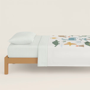 Cool Kids - Funda Nórdica Estampada - Reversible - Infantil - Cierre Solapa - 100% Algodón - Incluye 1 Funda de Almohada - Dinoland