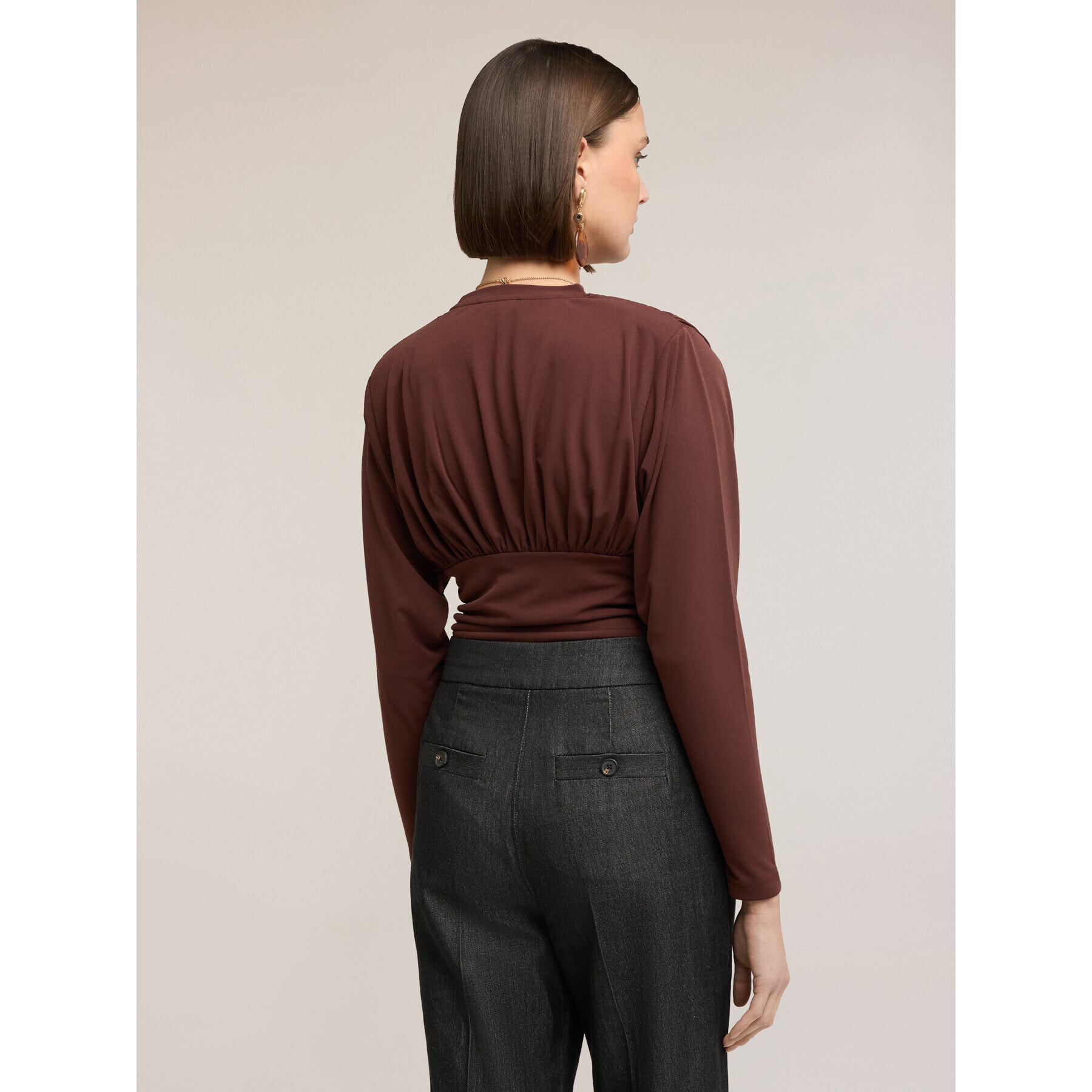 Motivi - Body in jersey con drappeggio - Marrone