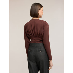 Motivi - Body in jersey con drappeggio - Marrone