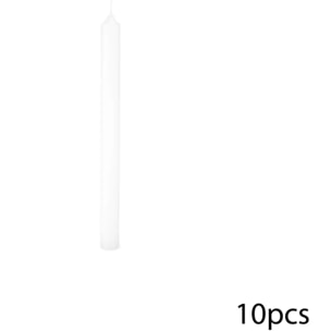 Lot de 10 bougies bâtons "Many" blanc 45g