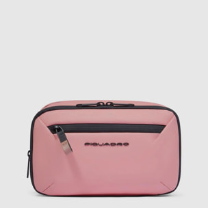 Piquadro Trousse de toilette en toile effet gomme déperlante avec deux compartiments