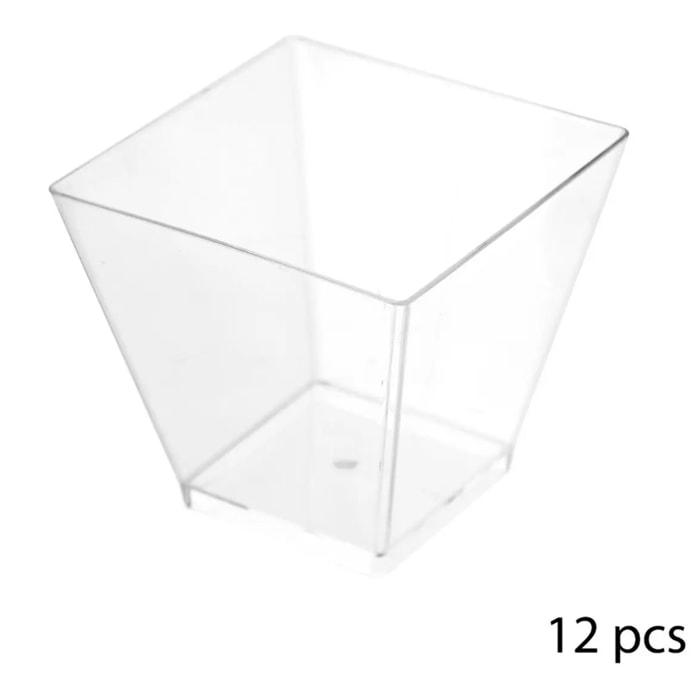 12 verrines carrées plastique