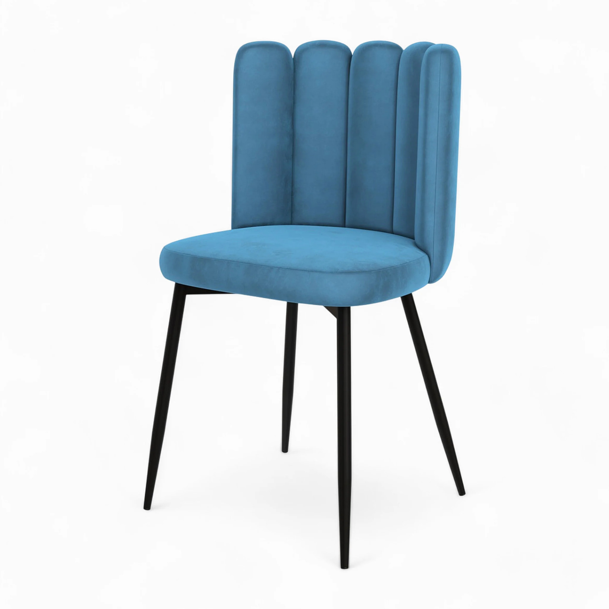 Pack 4 chaises en velours bleu et jaune - Rosy