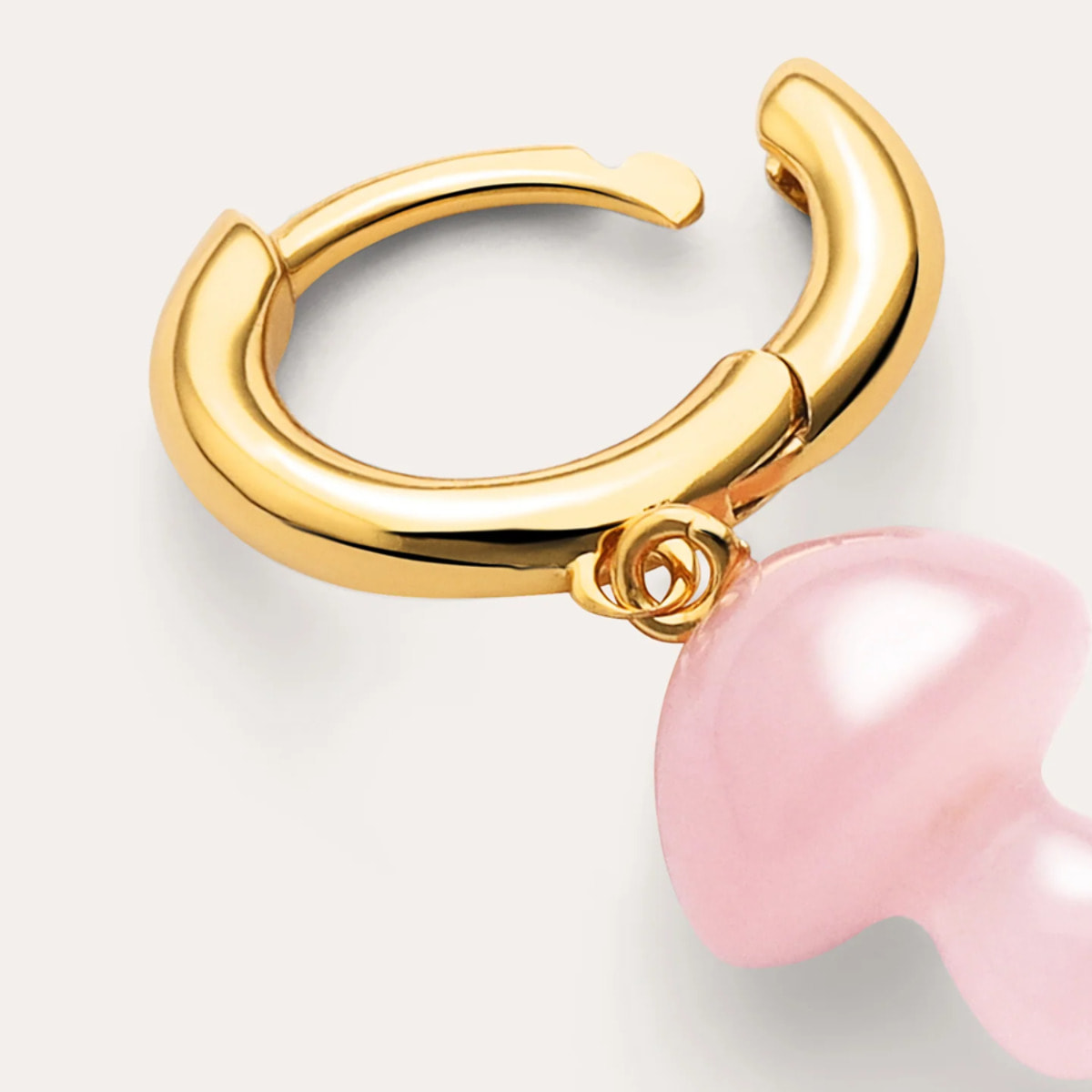 Pendiente Suelto Aro Seta Rosa Baño Oro