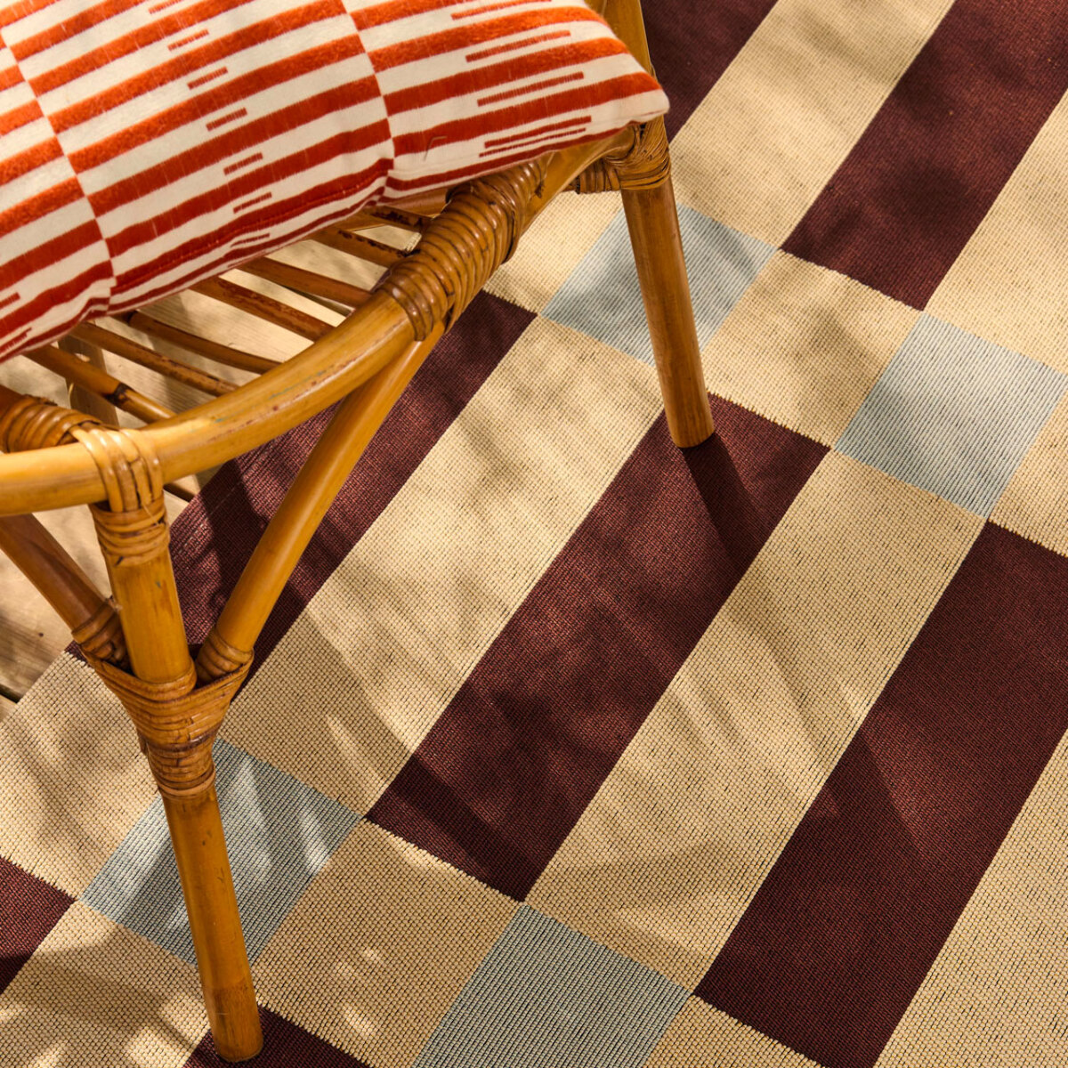 RIVIERA - Tapis intérieur/extérieur à motif carreaux bleu