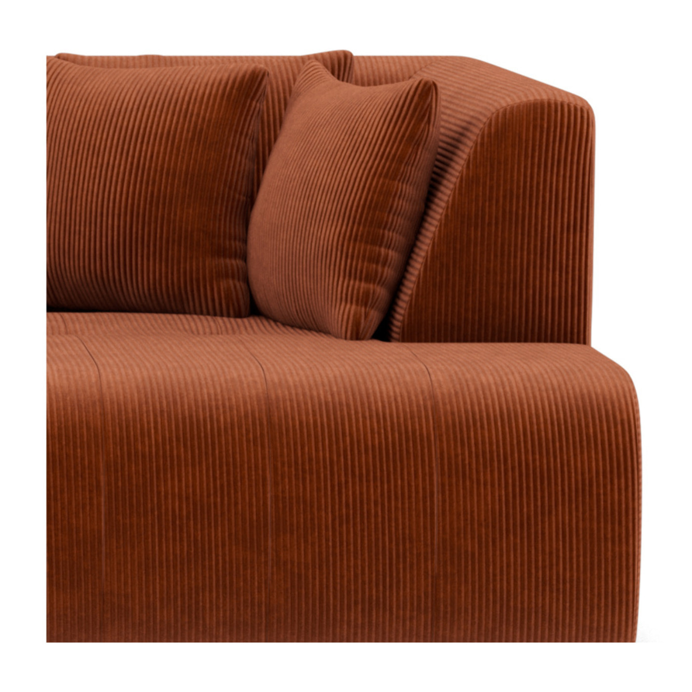 Onyx - canapé droit 4 places avec double méridienne - assise profonde - en velours côtelé - Terracotta