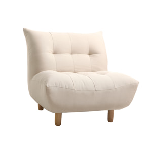 Fauteuil scandinave en tissu beige et bois clair YUMI