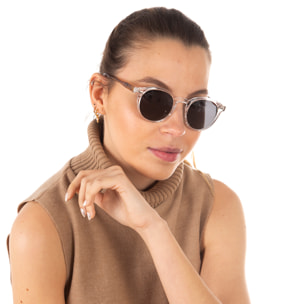 Gafas de sol OCEAN BOWIE - Blanco transparente mate con patillas en carey y / Ahumada