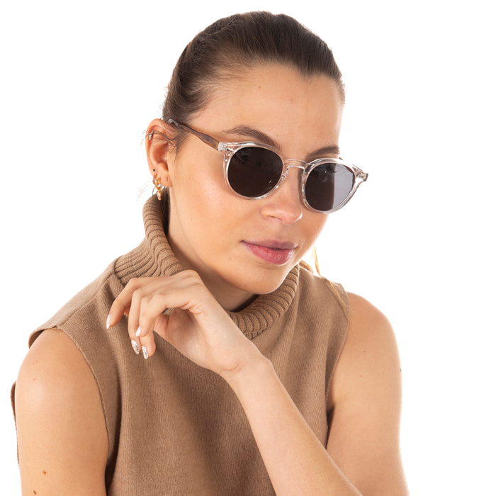Gafas de sol OCEAN BOWIE - Blanco transparente mate con patillas en carey y / Ahumada