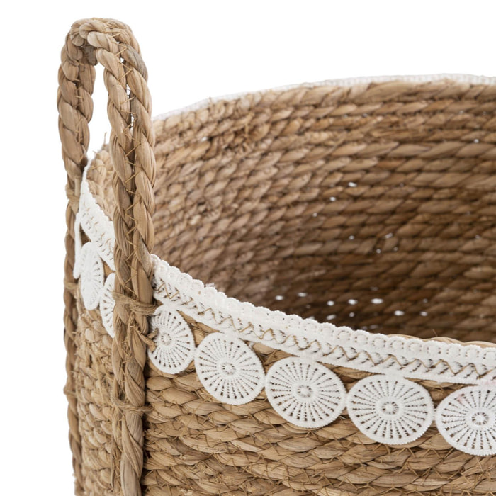 Set de 3 cestas decorativas Modelo YASMINA, hechas a mano con fibras vegetales