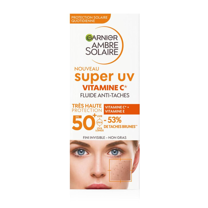 Garnier Ambre solaire Super UV vitamine C fluide anti-taches SPF 50+ 40ml