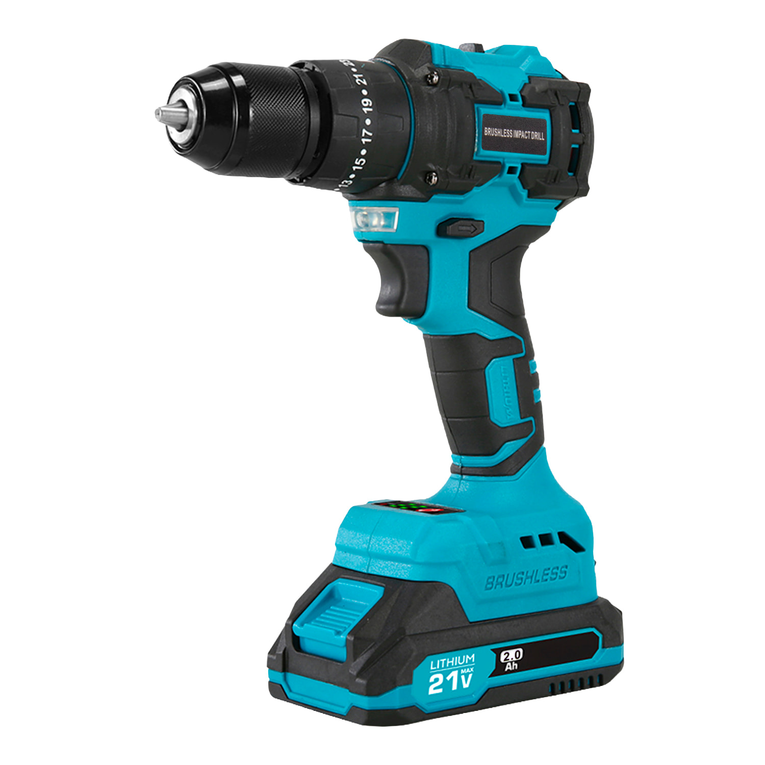 Trapano elettrico senza filo da 21V con motore senza spazzole e doppia velocità, valigetta per il trasporto con 24 accessori e doppia batteria da 10000 mAh.