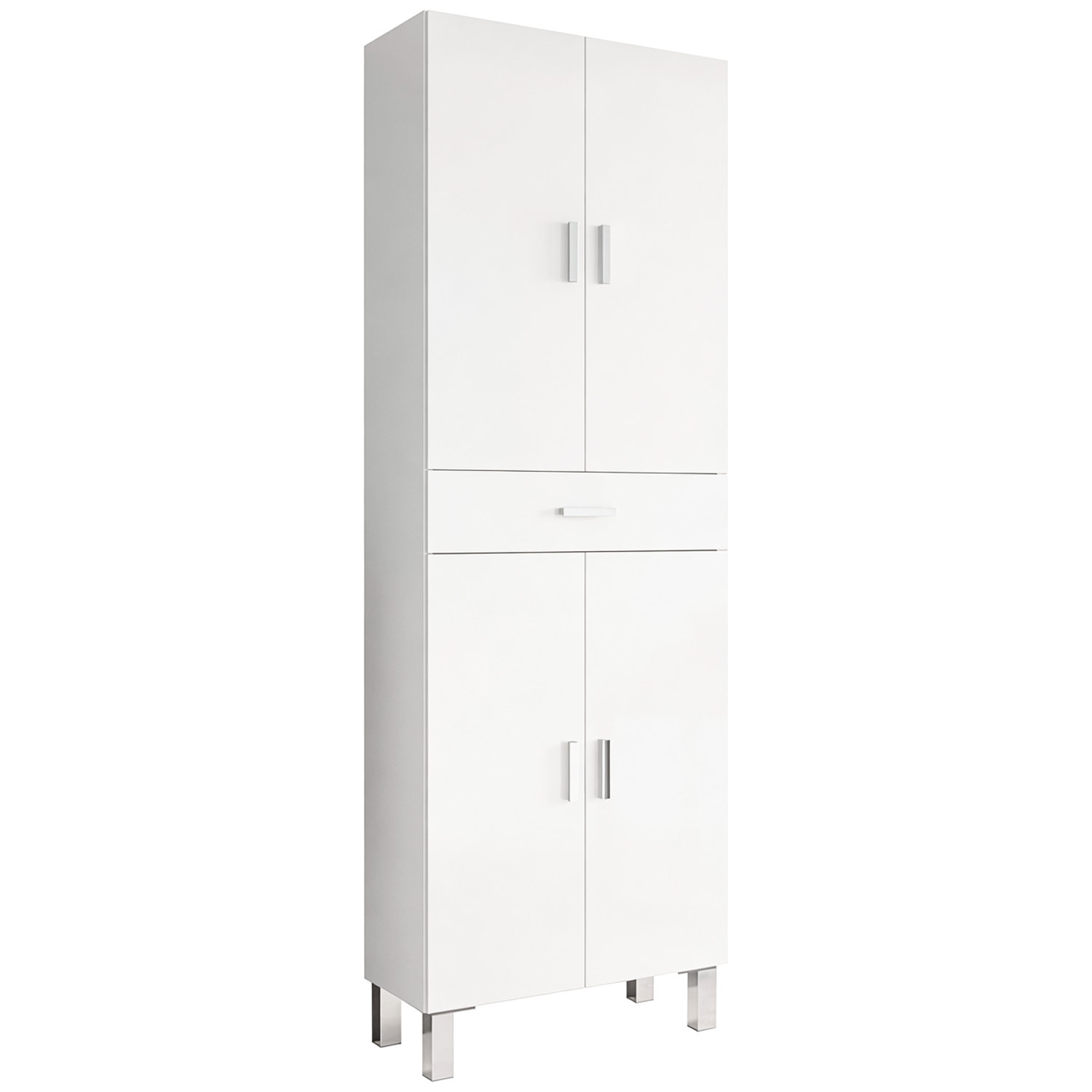 Colonna Bagno Con 4 Ante 4 Ripiani E Cassetto Mobile Alto Moderno Salvaspazio Con Mensole Regolabili Bagno Lavanderia 182 x 60 x 29 Cm Colore Bianco