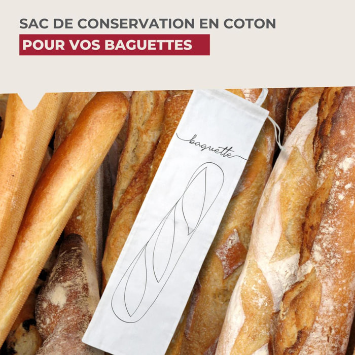 Sac de conservation pour baguette de pain en coton Fackelmann Nature
