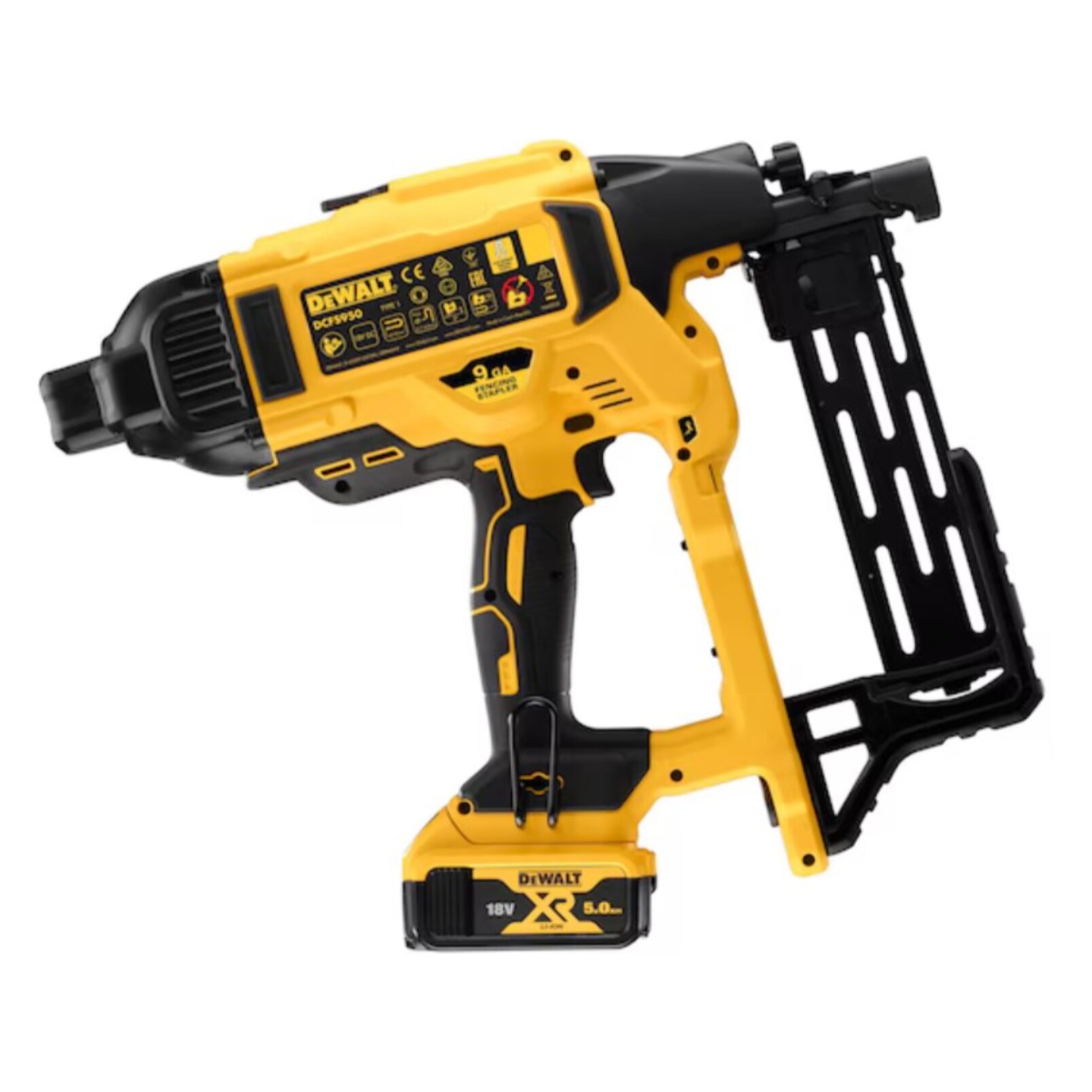 Agrafeuse pour clôture DEWALT XR 18V 5Ah Li-Ion Brushless avec 2 batteries et 1 chargeur - DCFS950P2-QW - En coffret