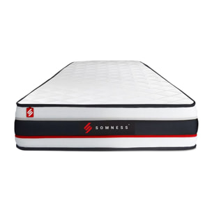 Ensemble - Matelas Mousse haute densitée avec micro-cellules d'air 19cm d'épaisseur - 1 zone de confort - Confort très ferme - Sommier tapissier en kit - 1 place