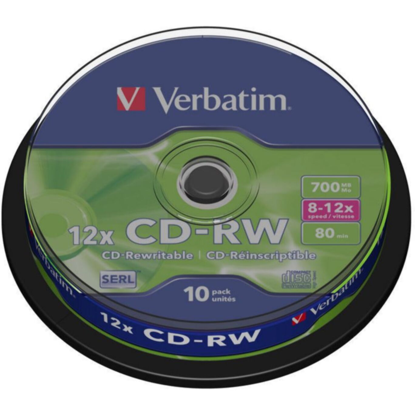 CD vierge VERBATIM CD-RW 700MB 10PK Spindle  8-12x