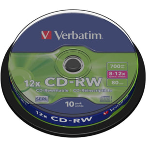 CD vierge VERBATIM CD-RW 700MB 10PK Spindle  8-12x