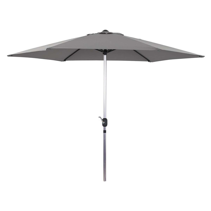 Parasol jardin droit Alu "Sol" - Rond - Ø 3m - Gris