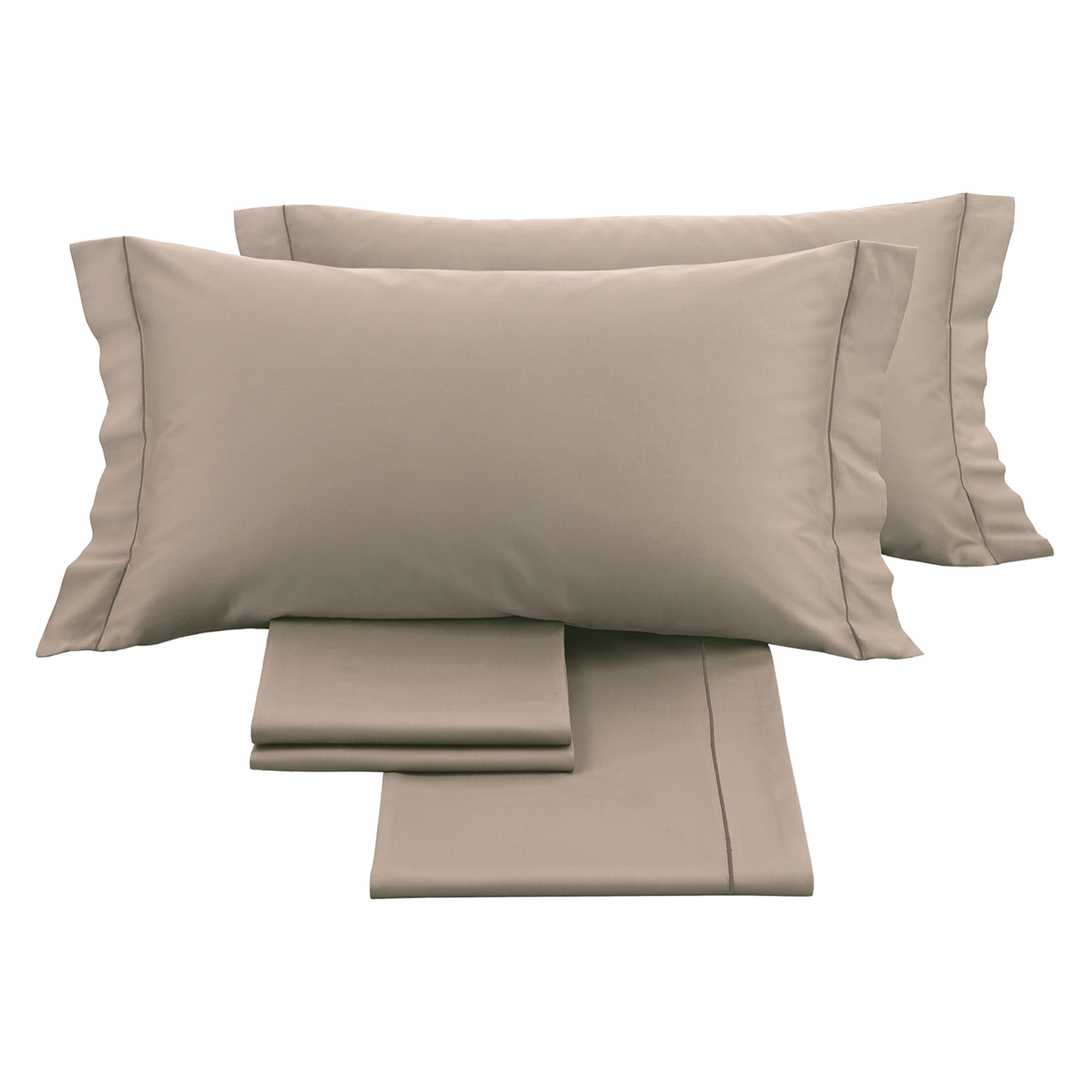 Completo letto in raso tinta unita taupe 100% cotone
