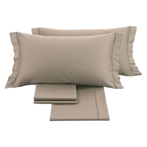Completo letto in raso tinta unita taupe 100% cotone
