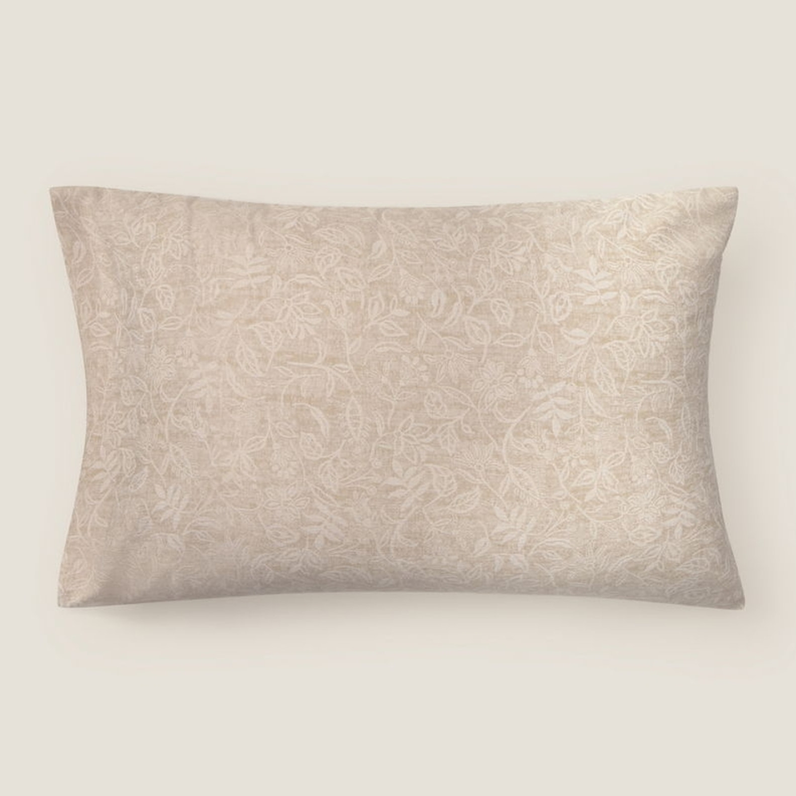 Funda de almohada de algodón 180 hilos floral Dreja color marron beige 100% Algodón