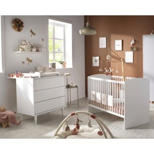 Chambre bébé 2 pièces Milann, Lit bébé 120x60 et Commode à langer